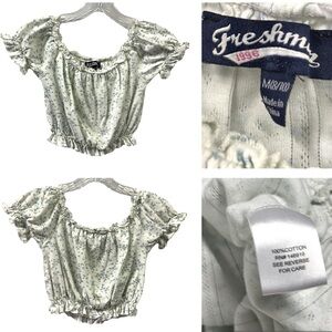 Freshman Nordstroms Lettuce Edge Pointelle Floral Crop Top Girls Medium 8 10
